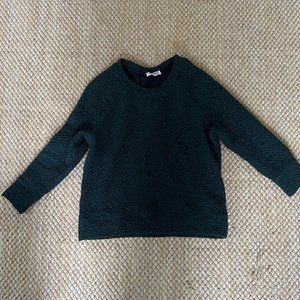 Roseanna France Hunter Green Tweed Sweater with Black Leather Elbow Pads